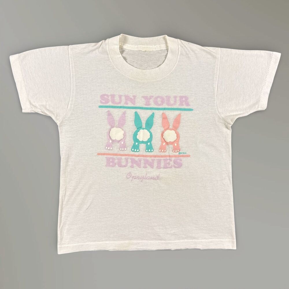 Vtg Nashville Opryland T-shirt Pink 80s 90s Sun Your Bunnies Youth Sz 6-8 READ